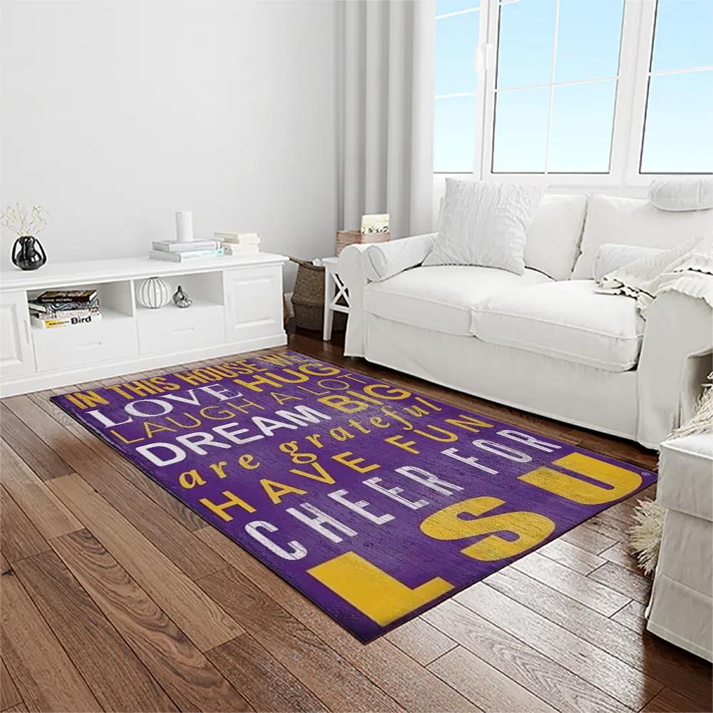 Ncaa louisiana state university college sport basketball and foolball team logo rectangle area rug lsu54 Rectangle Rug