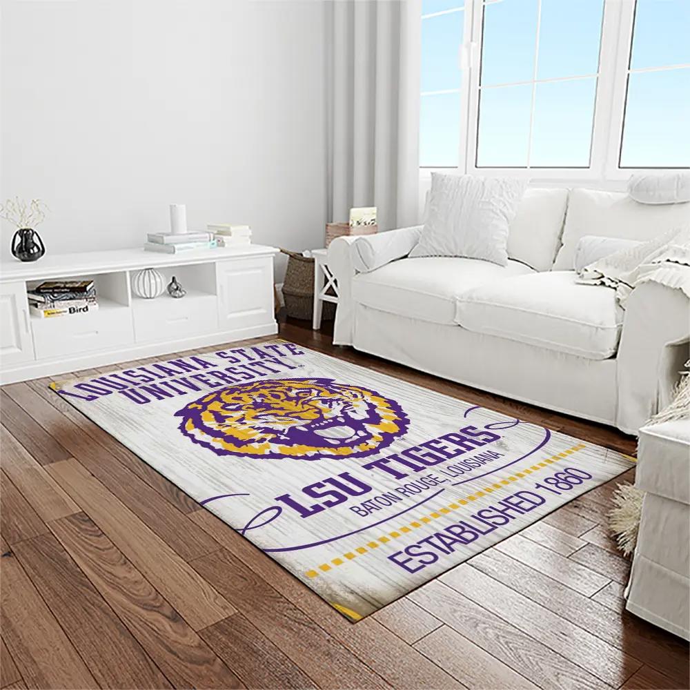 Ncaa louisiana state university college sport basketball and foolball team logo rectangle area rug lsu56 Rectangle Rug