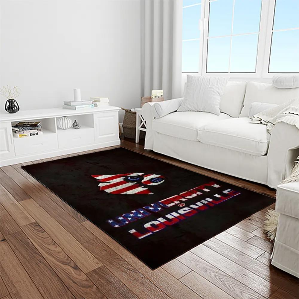 Ncaa louisville cardinals college sport basketball and foolball team logo rectangle area rug lics19 Rectangle Rug