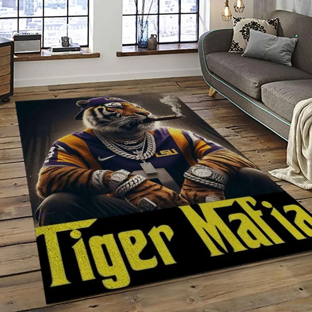 Ncaa lsu tigers basketball team logo sport carpet area rug home decor best gift for friends lsu33 Rectangle Rug