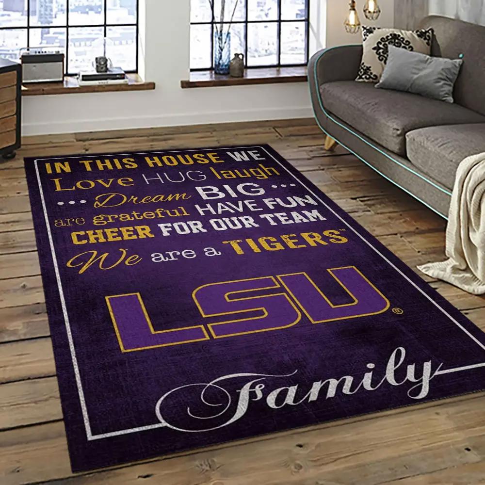 Ncaa lsu tigers basketball team logo sport carpet area rug home decor best gift for friends lsu4 Rectangle Rug