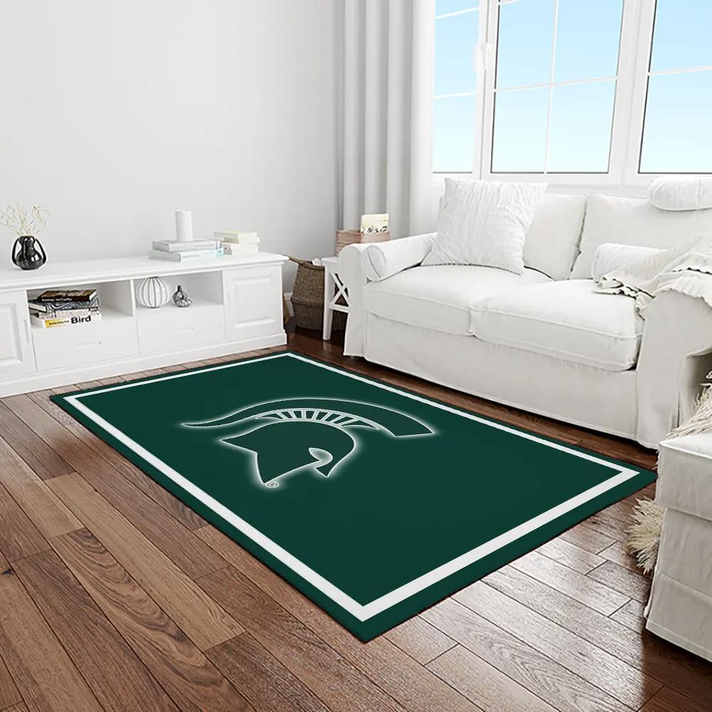 Ncaa michigan state spartans college sport basketball and foolball team logo rectangle area rug mss15 Rectangle Rug
