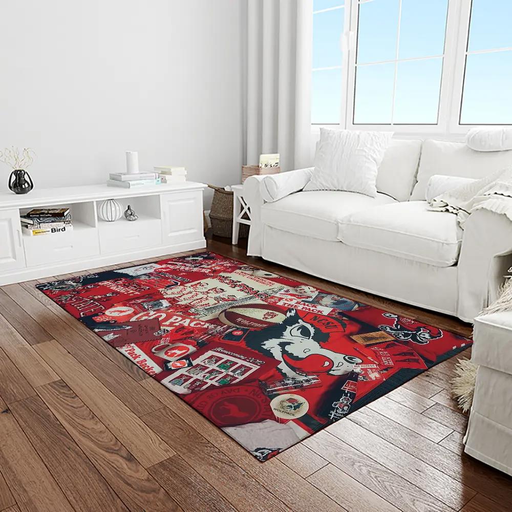 Ncaa nc state wolfpack sport basketball and foolball team logo rectangle area rug ncsw57 Rectangle Rug