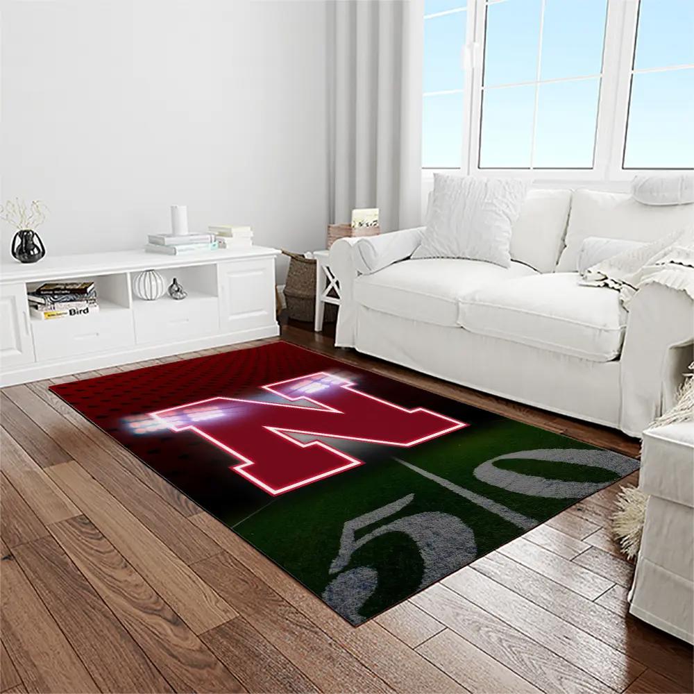 Ncaa nebraska cornhuskers college sport basketball and foolball team logo rectangle area rug ncs12 Rectangle Rug