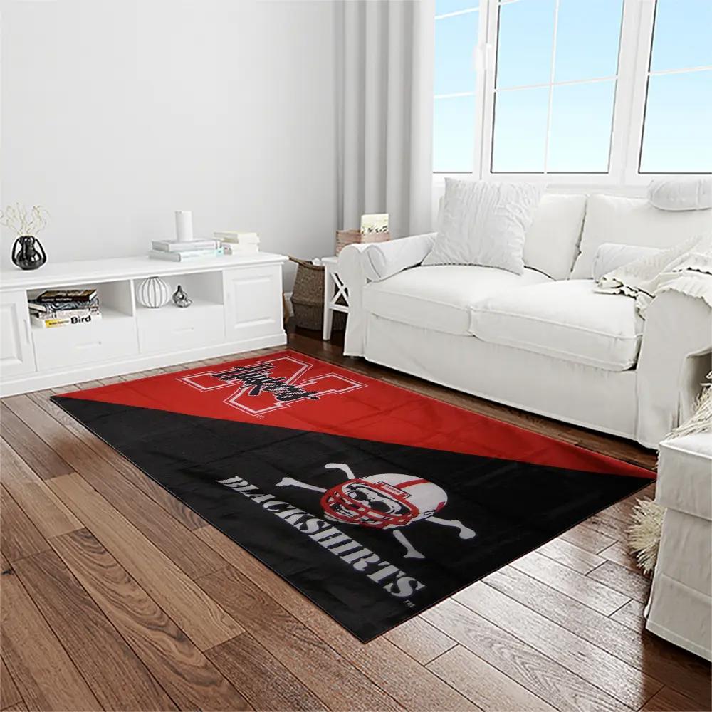 Ncaa nebraska cornhuskers college sport basketball and foolball team logo rectangle area rug ncs24 Rectangle Rug
