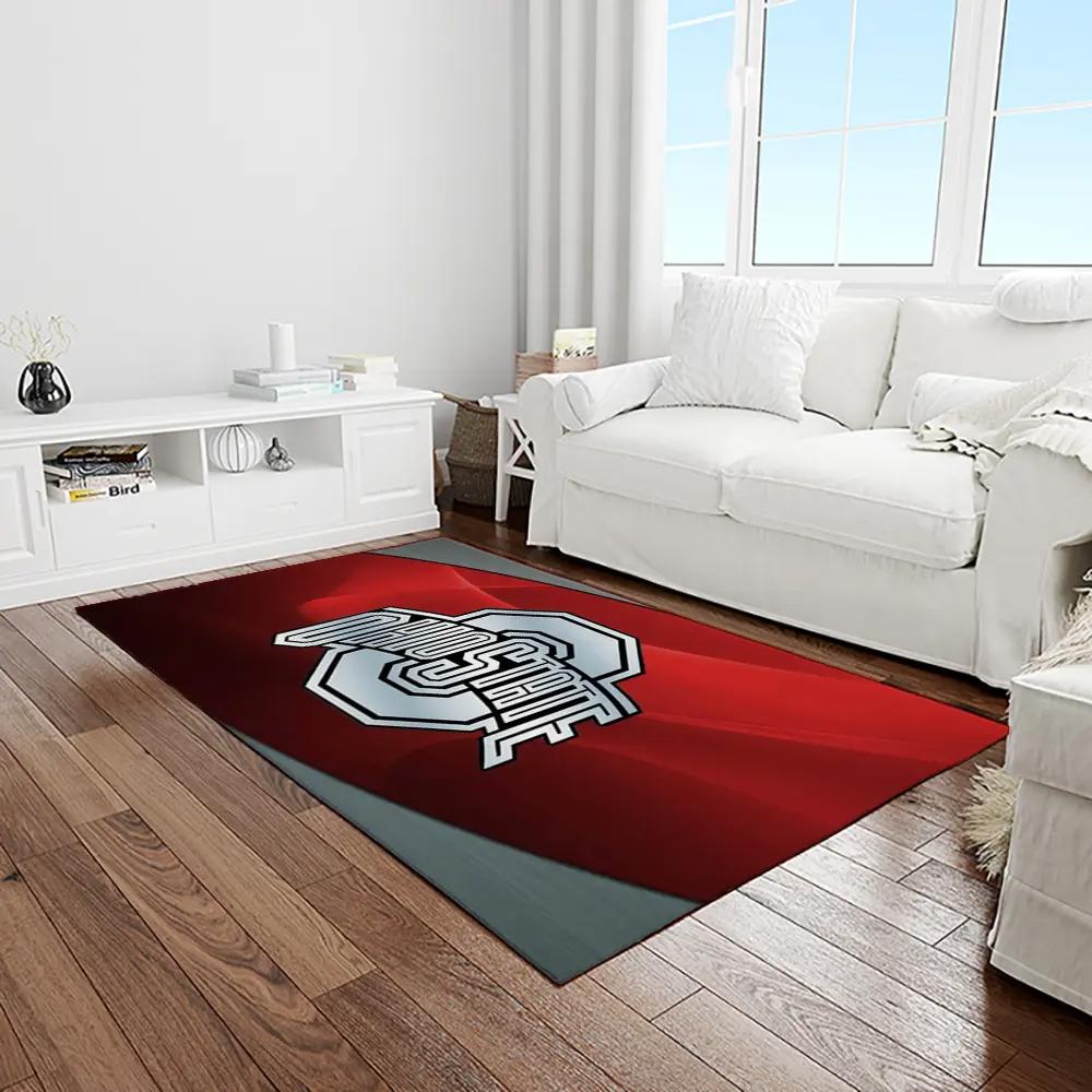Ncaa ohio state buckeyes college sport basketball and foolball team logo rectangle area rug osb06 Rectangle Rug