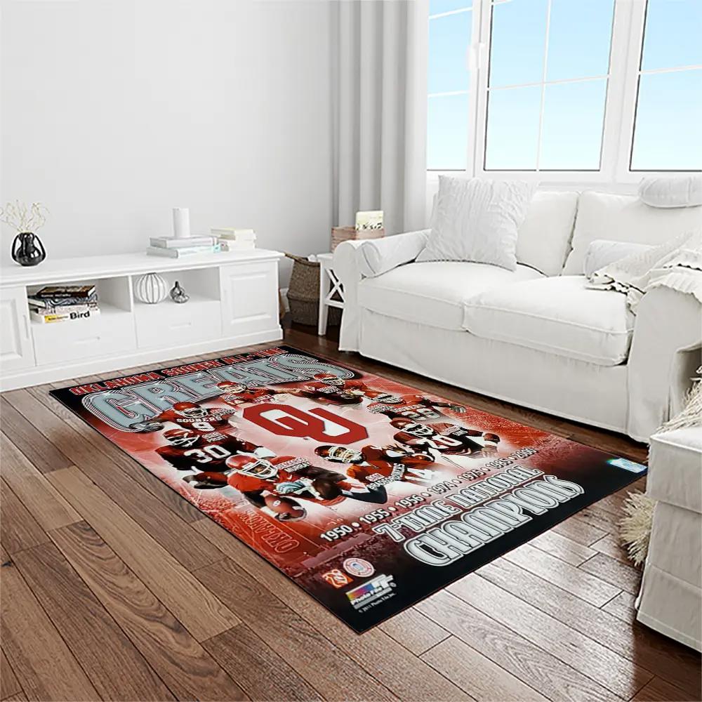 Ncaa oklahoma sooners sport basketball and foolball team logo rectangle area rug os22 Rectangle Rug