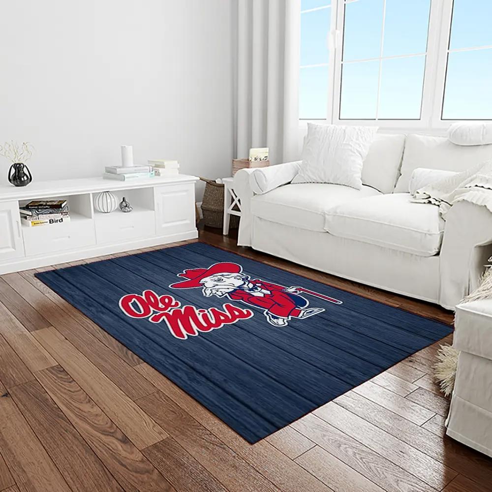 Ncaa ole miss rebels sport basketball and foolball team logo rectangle area rug omr08 Rectangle Rug