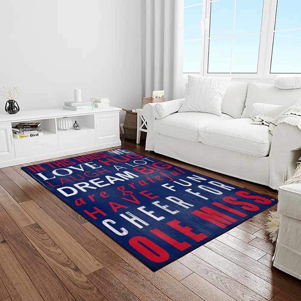 Ncaa ole miss rebels sport basketball and foolball team logo rectangle area rug omr32 Rectangle Rug