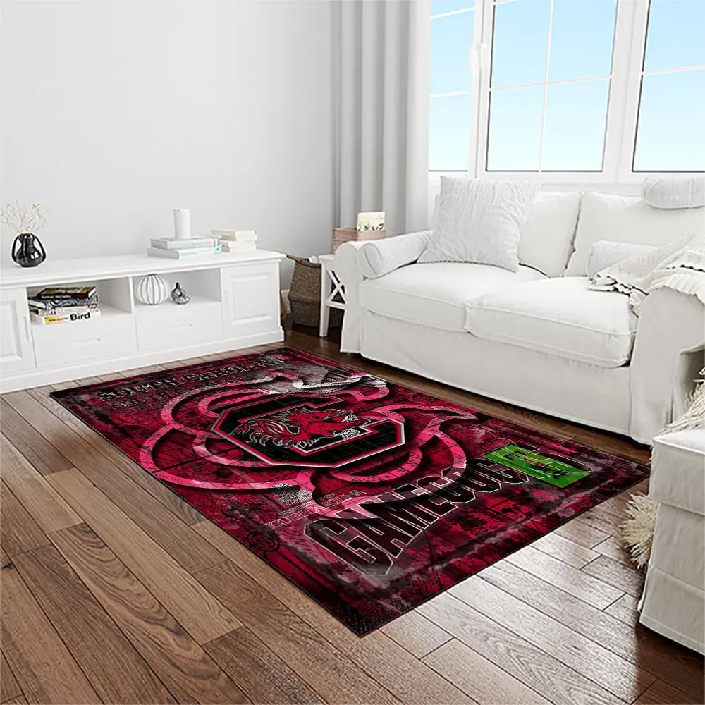 Ncaa south carolina gamecocks college sport basketball and foolball team logo rectangle area rug scg29 Rectangle Rug