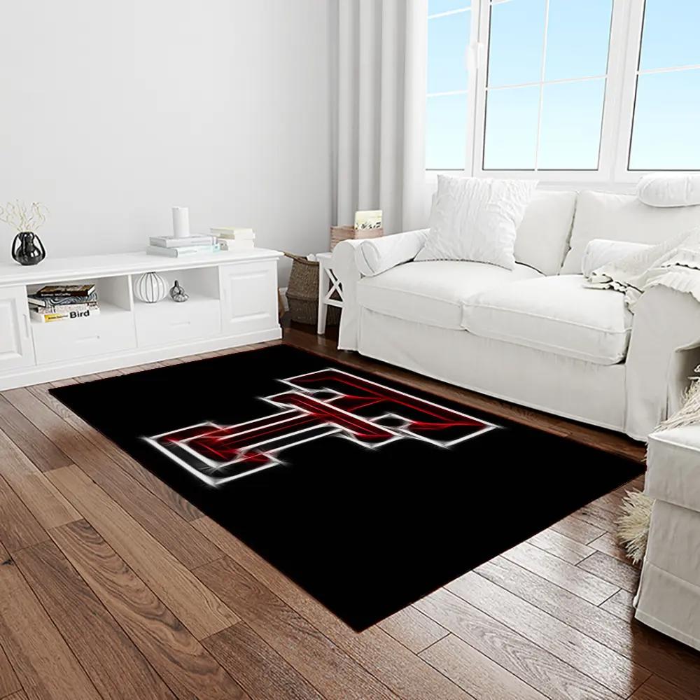 Ncaa texas tech red raiders sport basketball and foolball team logo rectangle area rug ttrr45 Rectangle Rug