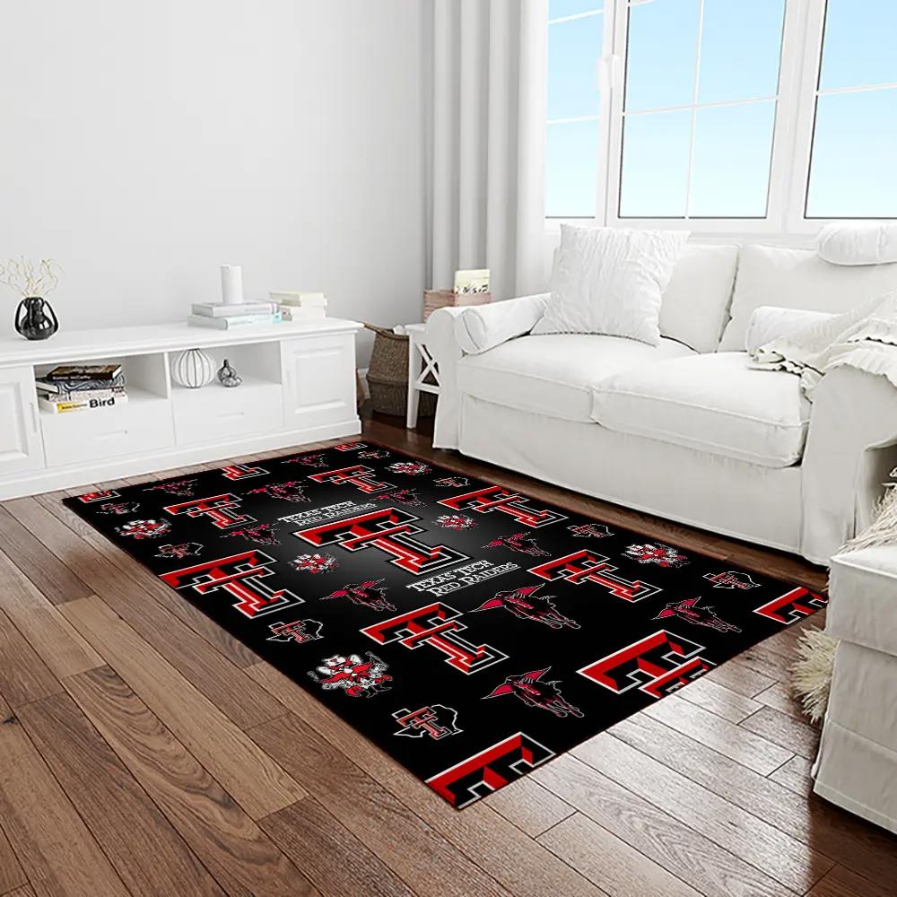 Ncaa texas tech red raiders sport basketball and foolball team logo rectangle area rug ttrr66 Rectangle Rug
