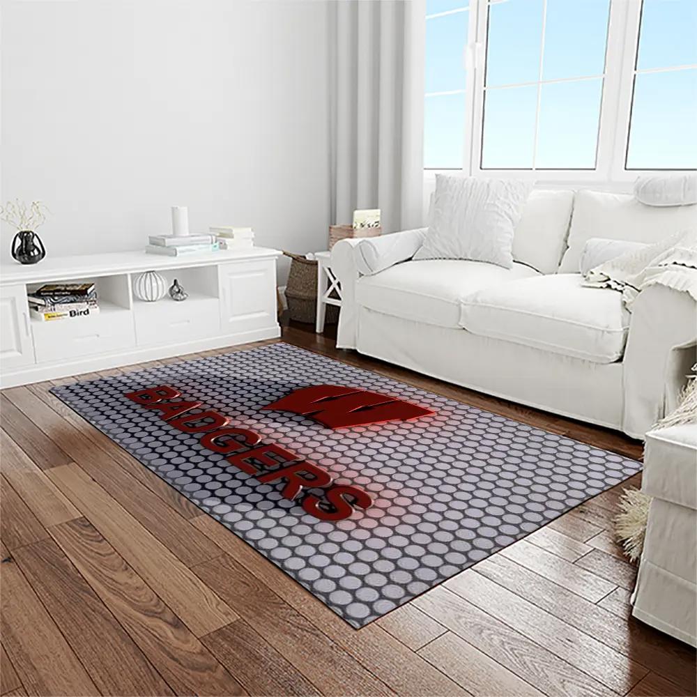 Ncaa wisconsin badgers college sport basketball and foolball team logo rectangle area rug wb10 Rectangle Rug