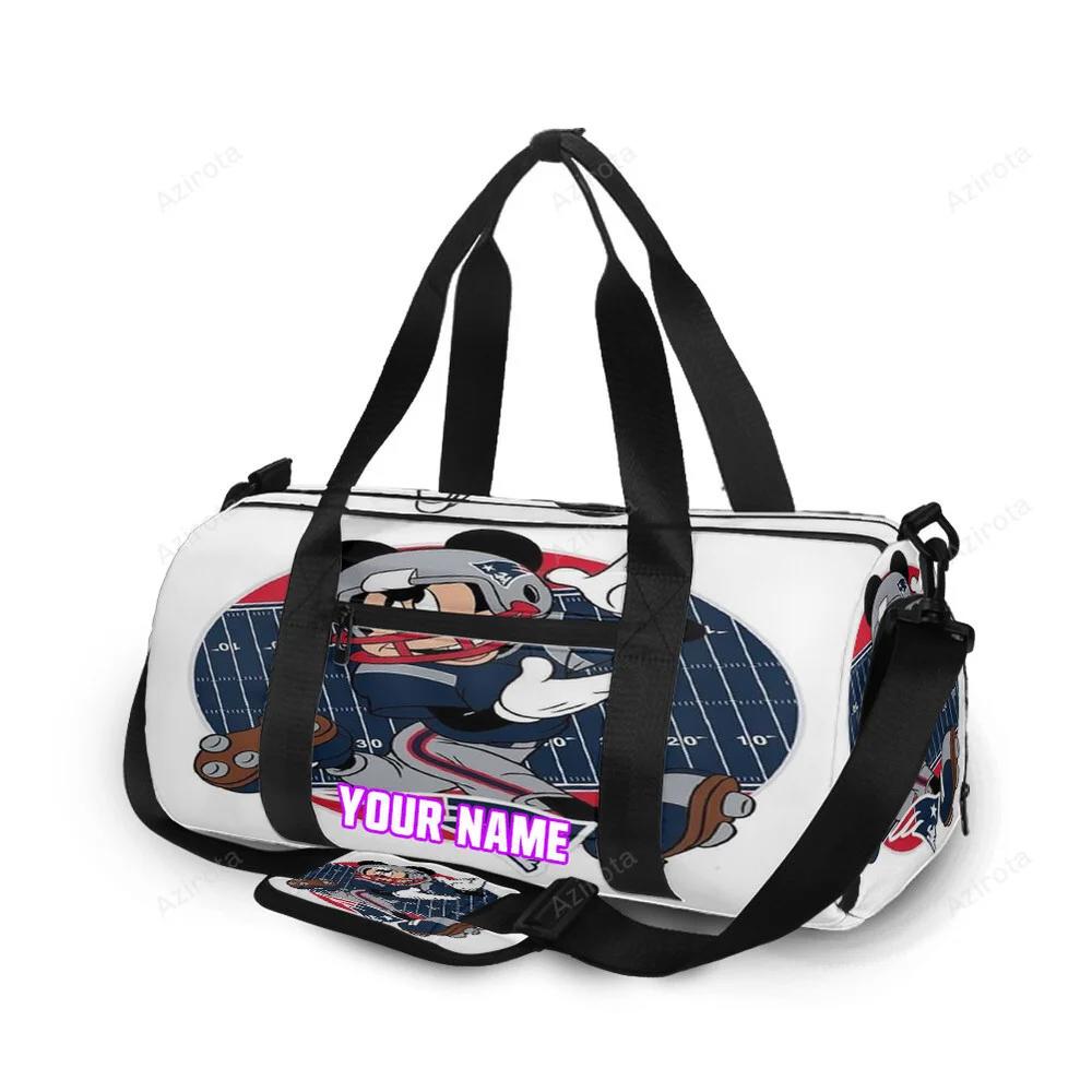 New england patriots mickey wears uniform personalized name travel bag gym bag 1357 Travel Bag
