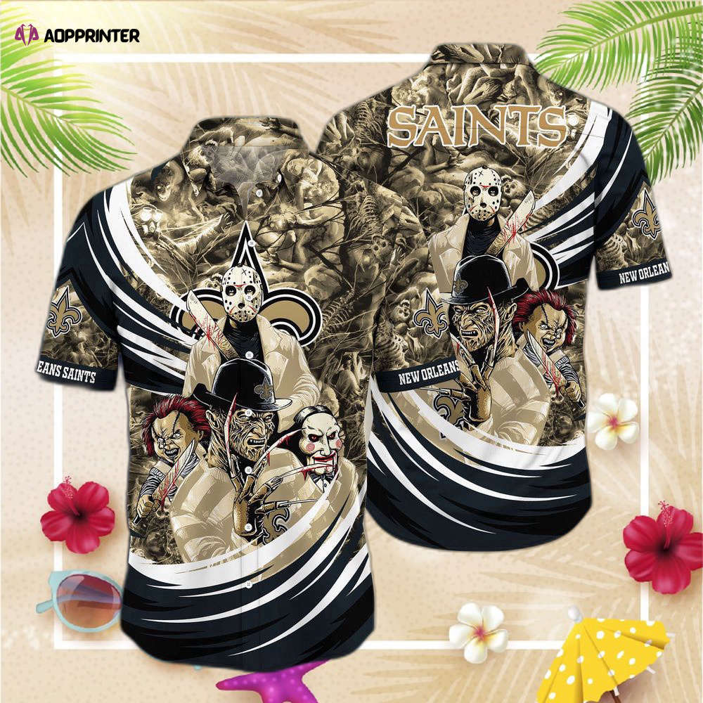 New orleans saints nfl halloween horror movies hawaiian Hawaii Shirt
