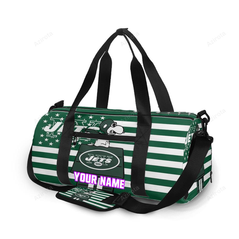 New york jets snoopy v43 personalized name travel bag gym bag 1612 Travel Bag