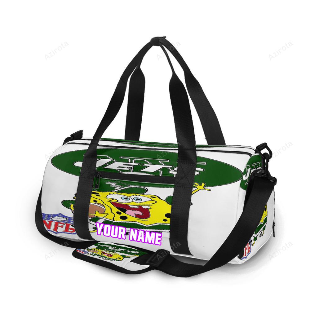 New york jets spongebob v36 personalized name travel bag gym bag 528 Travel Bag