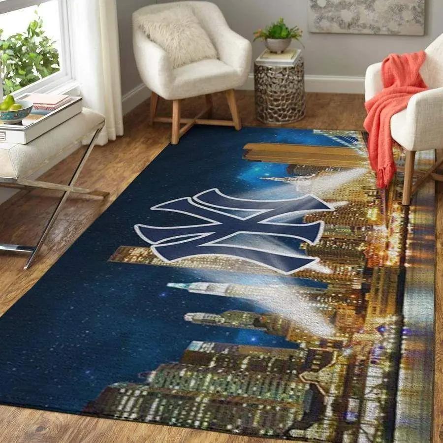 New york yankees area rug mlb baseball team logo carpet living room rugs v444 Rectangle Rug