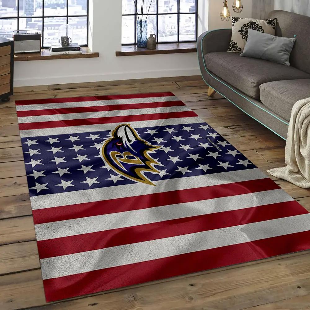 Nfl baltimore ravens kingdom football team logo rectangle ares rug brv30 Rectangle Rug