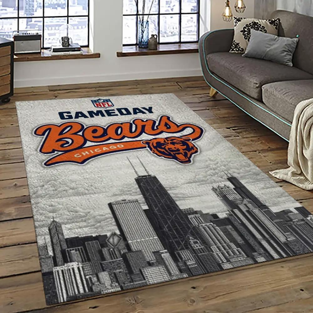 Nfl chicago bears football team logo sport carpet rectangle area rug for living room ccb63 Rectangle Rug