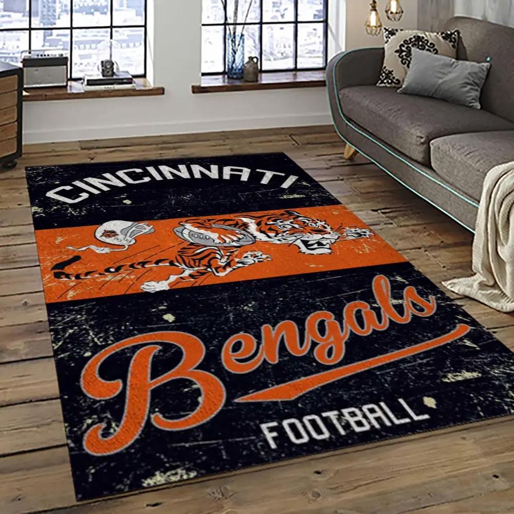 Nfl cincinnati bengals football team logo sport carpet area rug who dey nation gift for friends cnns28 Rectangle Rug