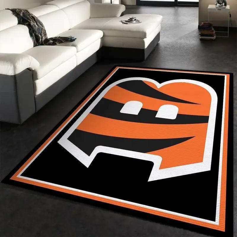 Nfl cincinnati bengals team area rug living room carpet home rug 25 Rectangle Rug