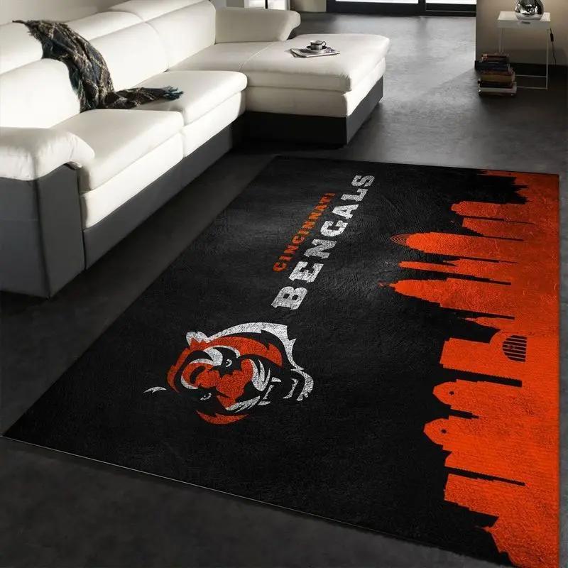 Nfl cincinnati bengals team area rug living room carpet home rug 27 Rectangle Rug