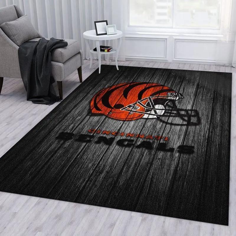 Nfl cincinnati bengals wooden style area rug living room carpet home rug Rectangle Rug