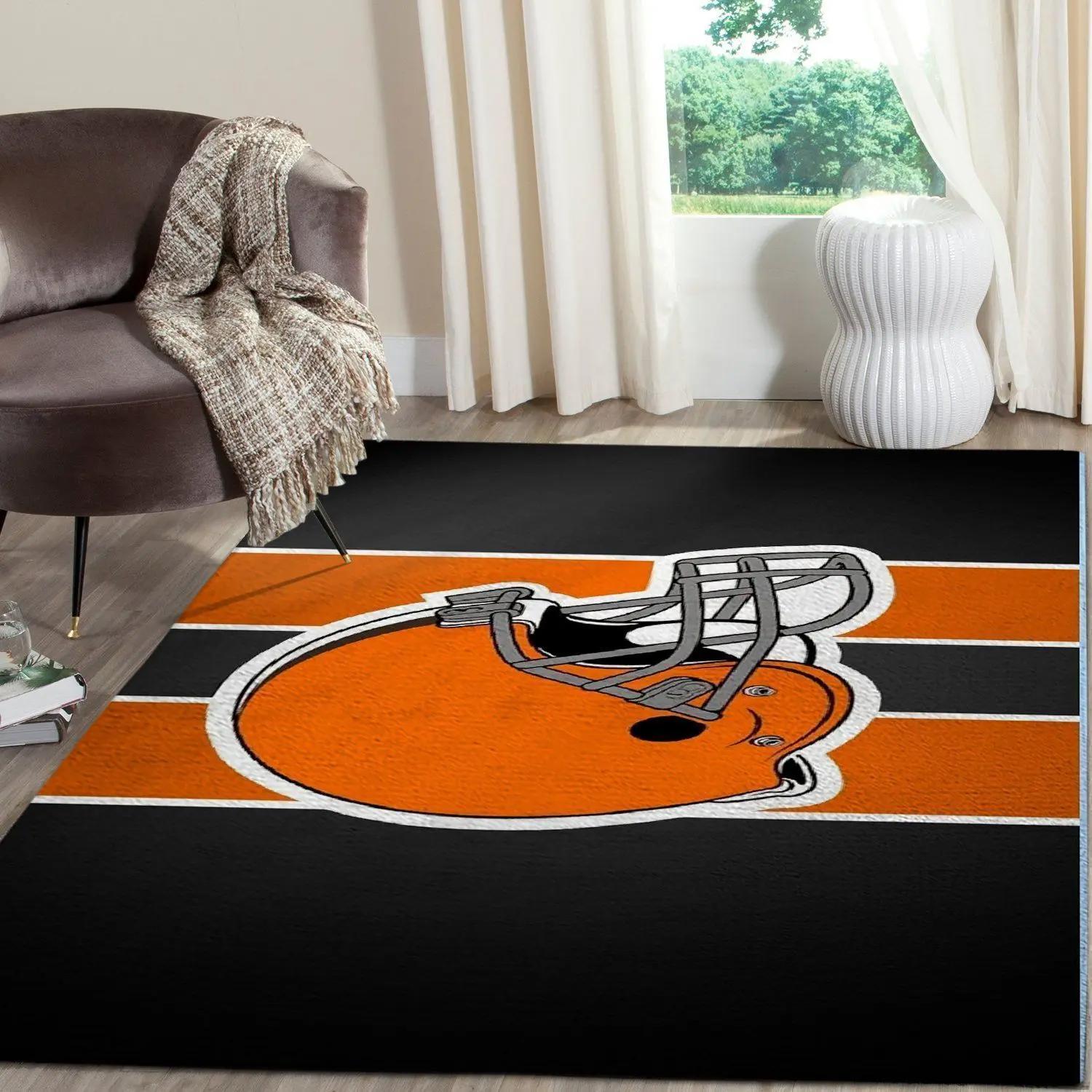 Nfl cleveland browns area rug football rug carpet floor decor home decor v1772 Rectangle Rug