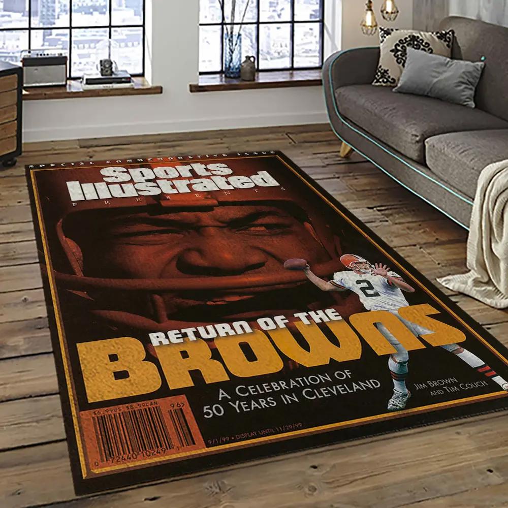 Nfl cleveland browns football team logo sport carpet rectangle area rug for living room cb66 Rectangle Rug