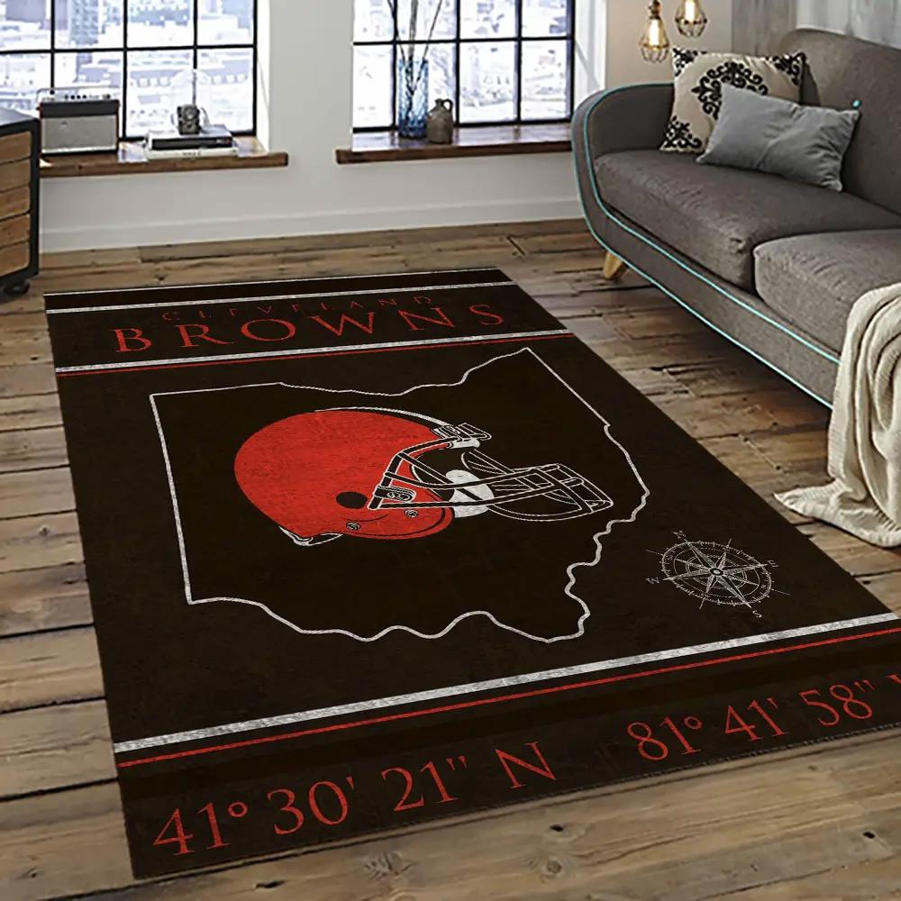 Nfl cleveland browns football team logo sport carpet rectangle area rug for living room cb70 Rectangle Rug