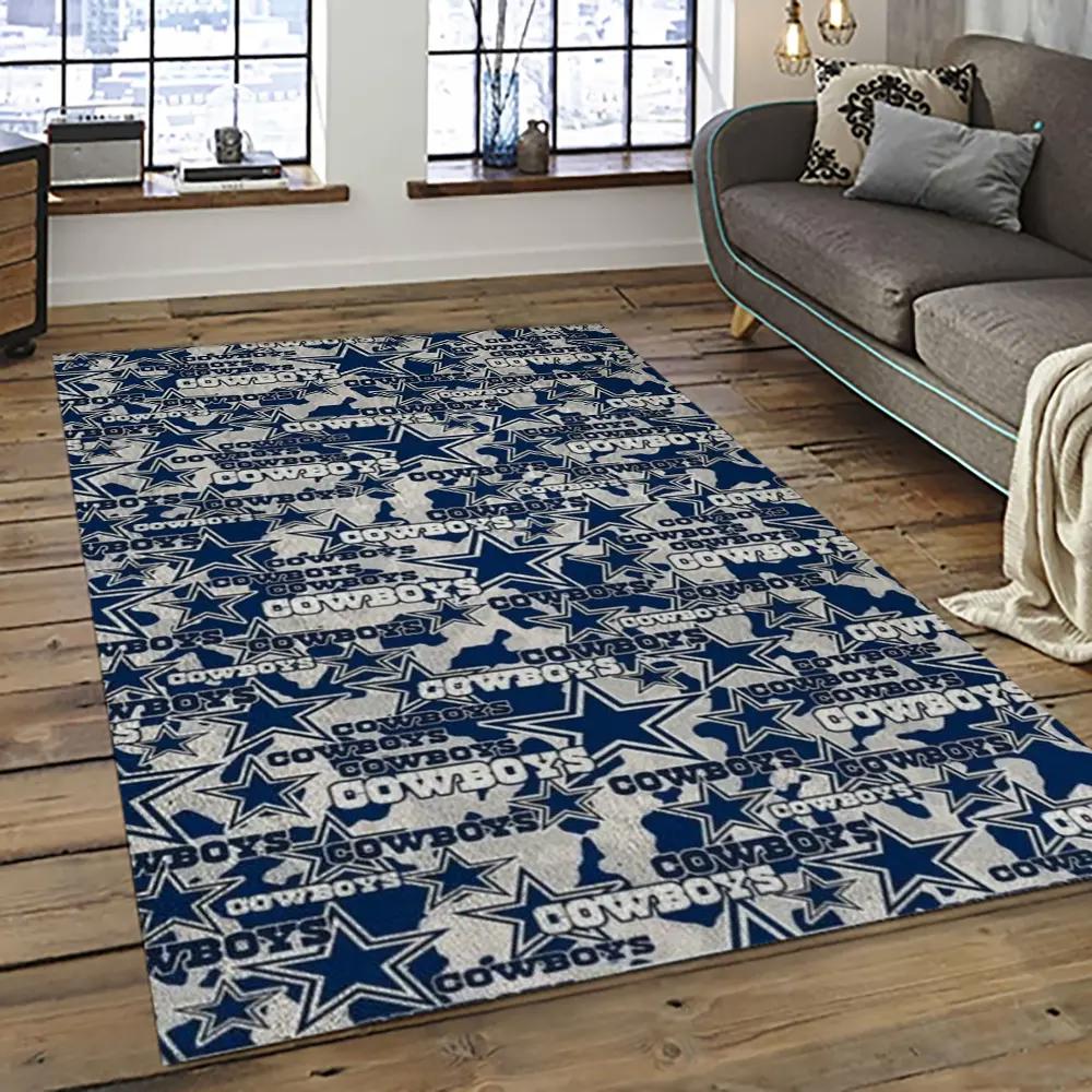 Nfl dallas cowboy football team logo sport carpet rectangle area rug for living room dc26 Rectangle Rug