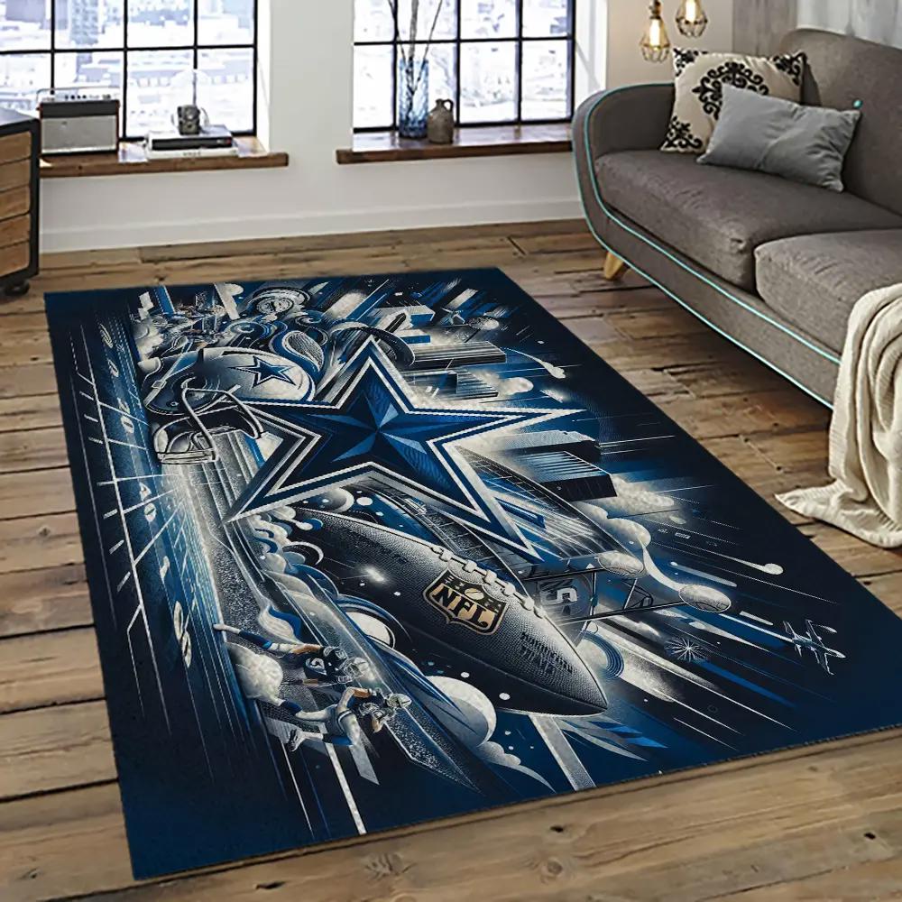 Nfl dallas cowboy football team logo sport carpet rectangle area rug for living room dc66 Rectangle Rug