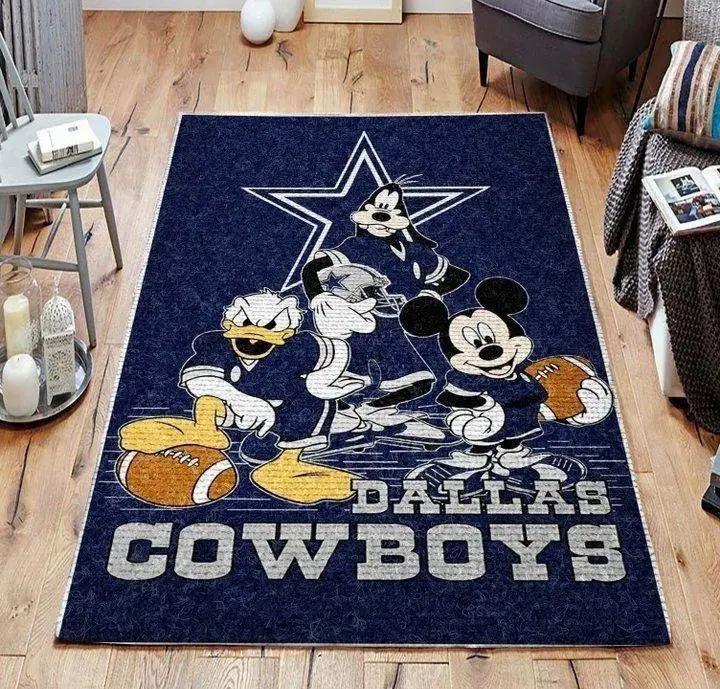 Nfl dallas cowboys with disney mickey donald goofy area rug b130808 Rectangle Rug