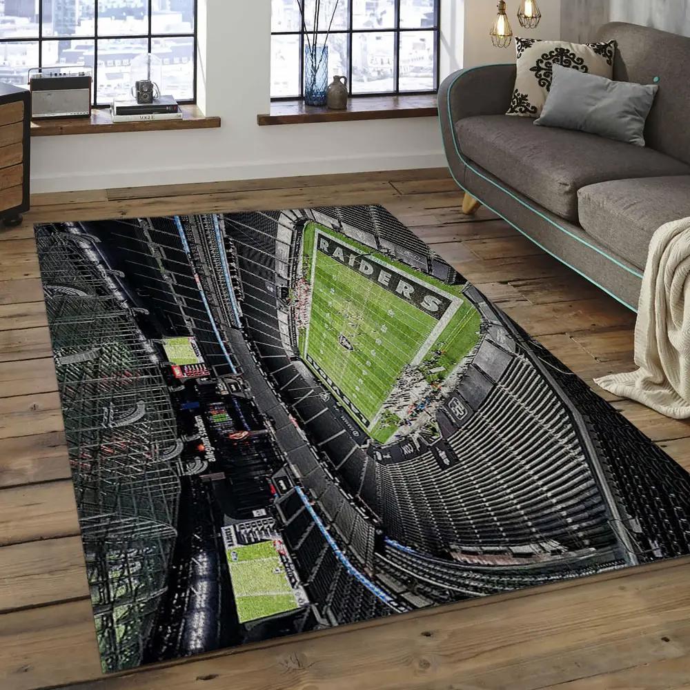 Nfl las vegas raiders football team logo rectangle area rug lvr12 Rectangle Rug
