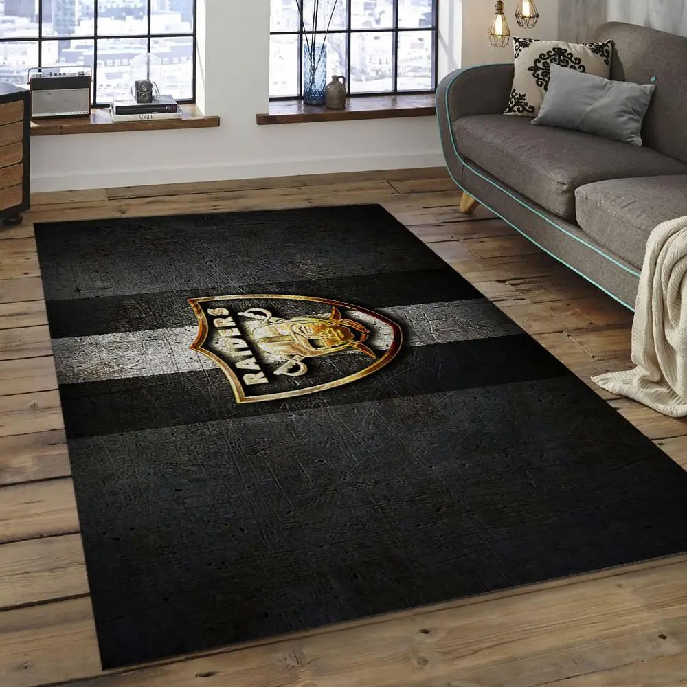 Nfl las vegas raiders football team logo rectangle area rug lvr14 Rectangle Rug