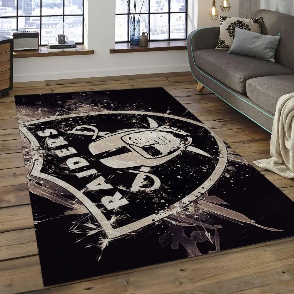 Nfl las vegas raiders football team logo rectangle area rug lvr23 Rectangle Rug