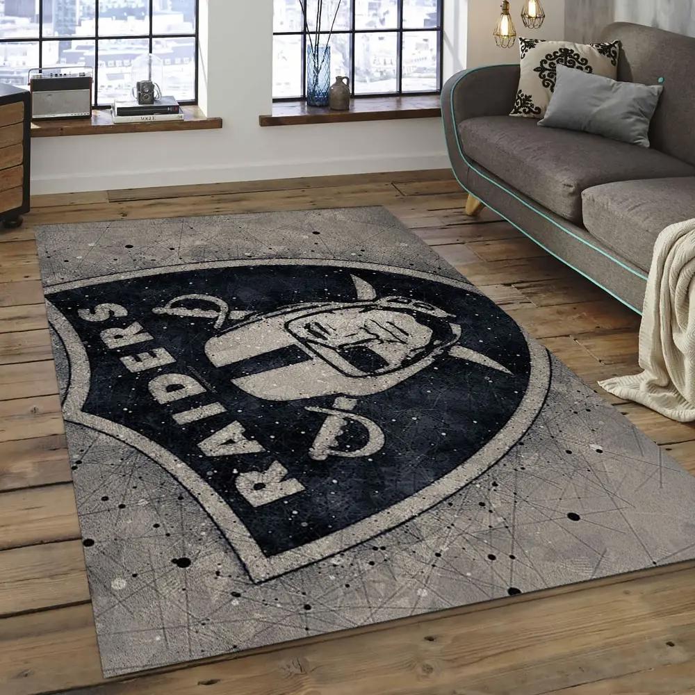 Nfl las vegas raiders football team logo rectangle area rug lvr46 Rectangle Rug