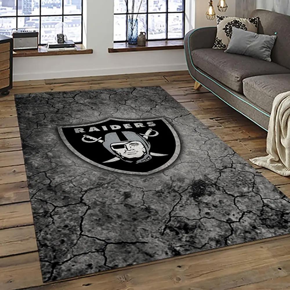 Nfl las vegas raiders football team logo sport carpet area rug home decor best gift for friends lvr64 Rectangle Rug