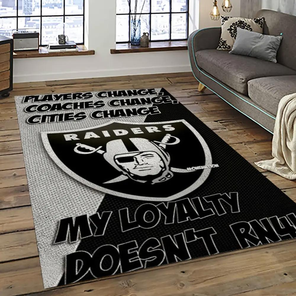 Nfl las vegas raiders football team logo sport carpet rectangle area rug for living room lvrd54 Rectangle Rug