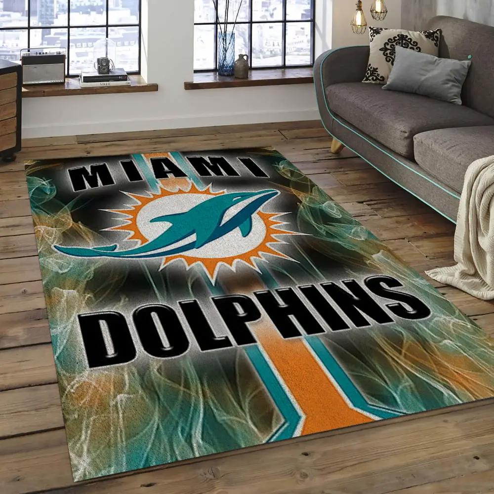 Nfl miami dolphins football team logo rectangle area rug mmd06 Rectangle Rug