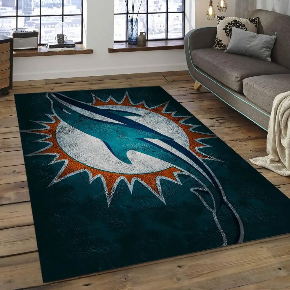Nfl miami dolphins  football team logo rectangle area rug mmd09 Rectangle Rug
