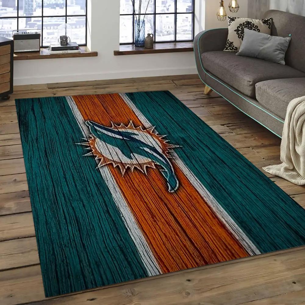 Nfl miami dolphins  football team logo rectangle area rug mmd16 Rectangle Rug