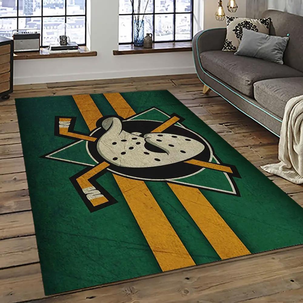 Nhl anaheim ducks ice hockey team logo sport carpet area rug home decor gift the ducks gift for fans gift for son ahd46 Rectangle Rug
