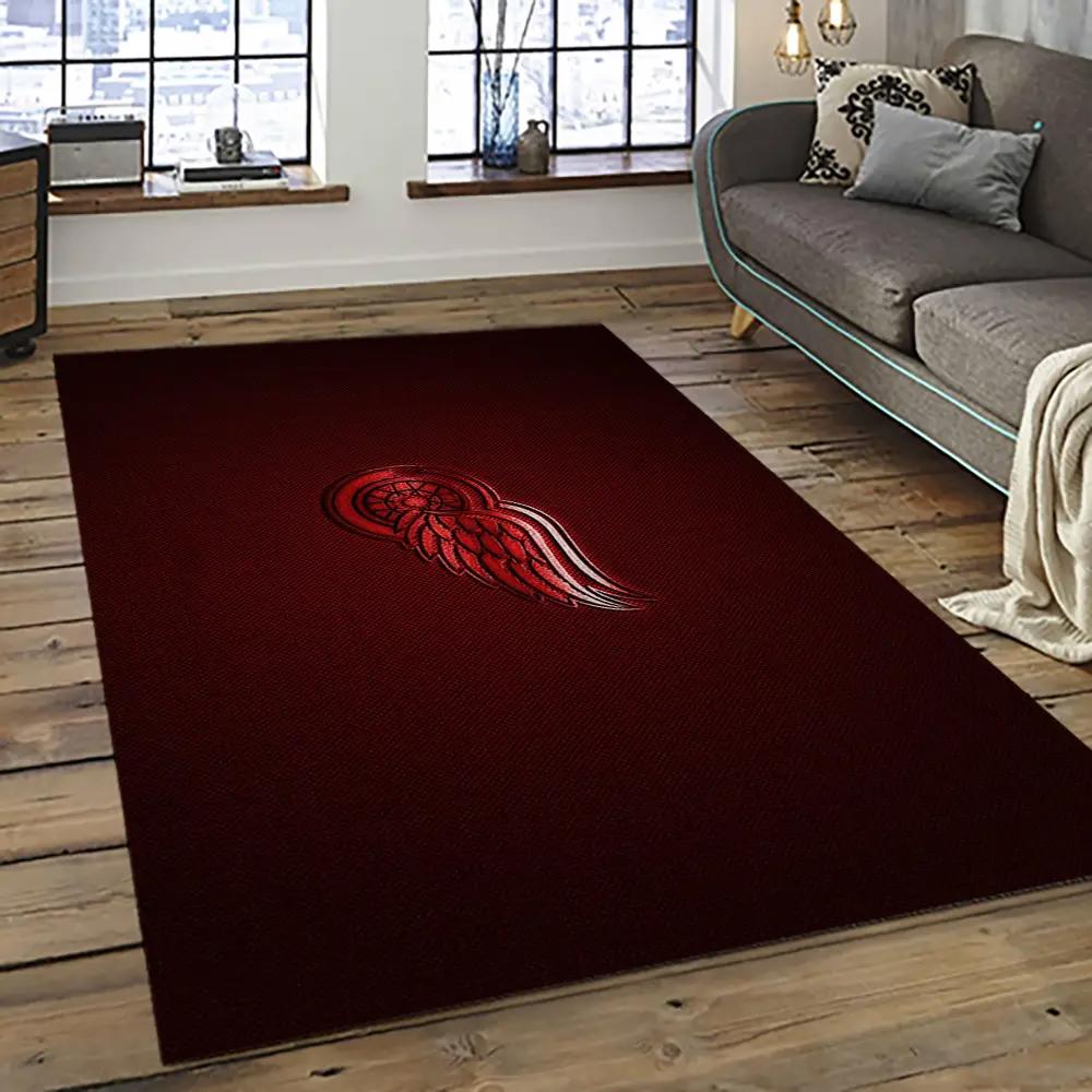 Nhl detroit red wings hockey team logo sport carpet rectangle area rug for living room drw79 Rectangle Rug