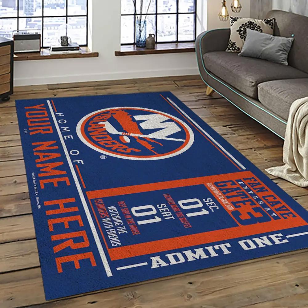 Nhl new york islanders hockey team logo sport carpet rectangle area rug for living room nyi22 Rectangle Rug