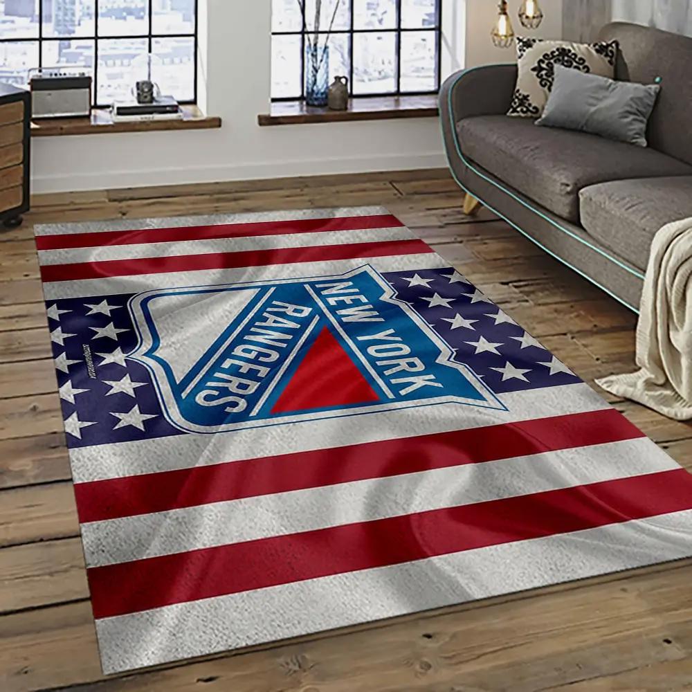Nhl new york rangers hockey team logo sport carpet rectangle area rug for living room nyr50 Rectangle Rug