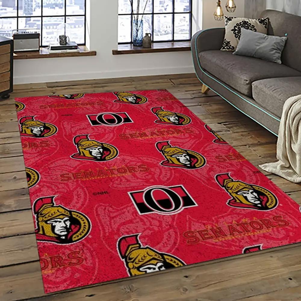 Nhl ottawa senators hockey team logo sport carpet rectangle area rug for living room os01 Rectangle Rug