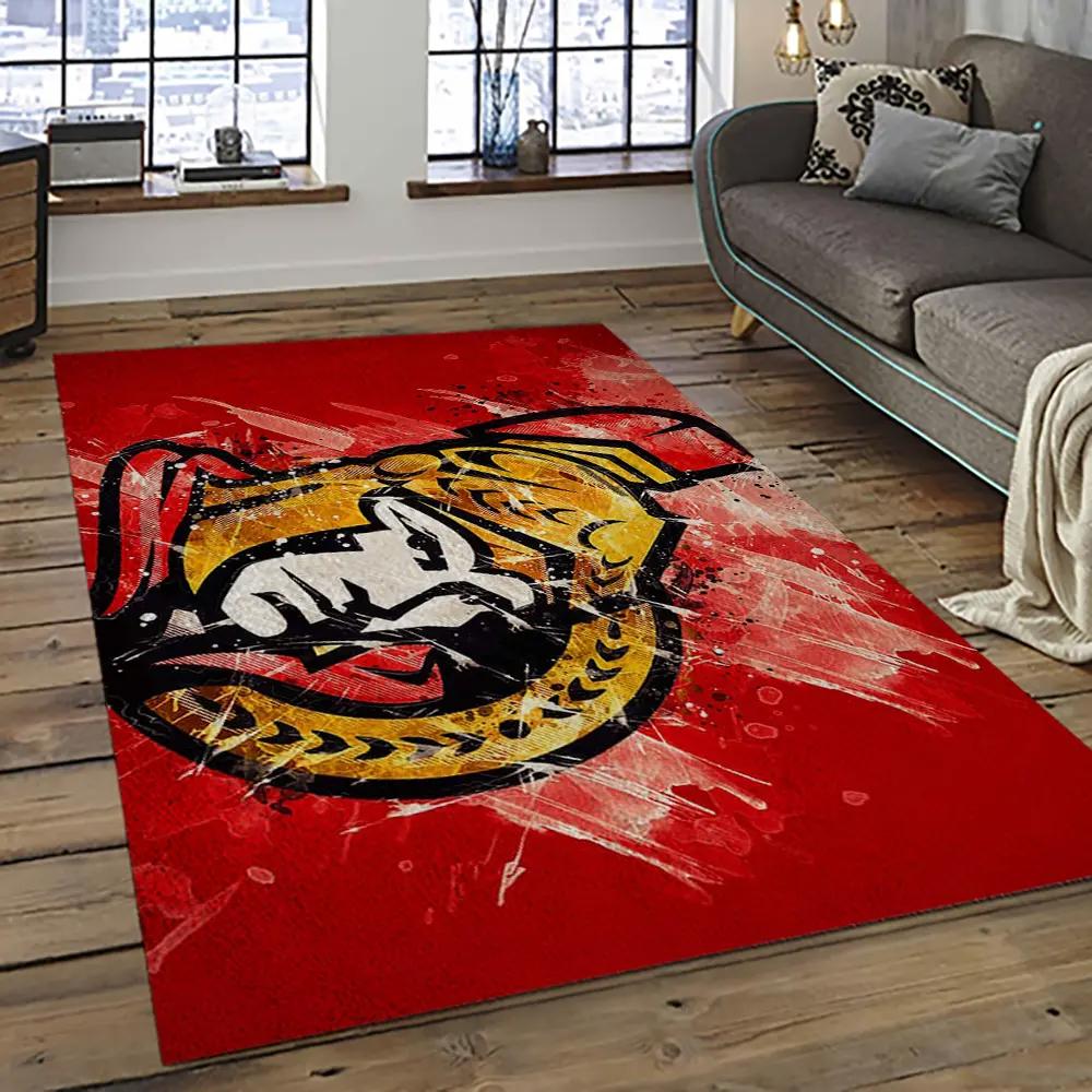 Nhl ottawa senators hockey team logo sport carpet rectangle area rug for living room os34 Rectangle Rug
