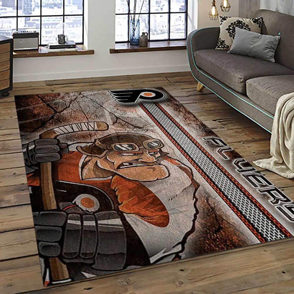 Nhl philadelphia flyers hockey team logo sport carpet rectangle area rug for living room pf59 Rectangle Rug